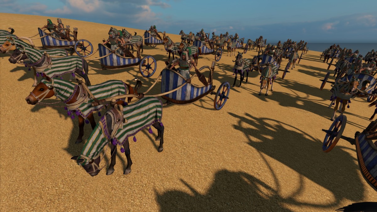 Total War: Pharaoh screenshot of Seneny Light Chariots.