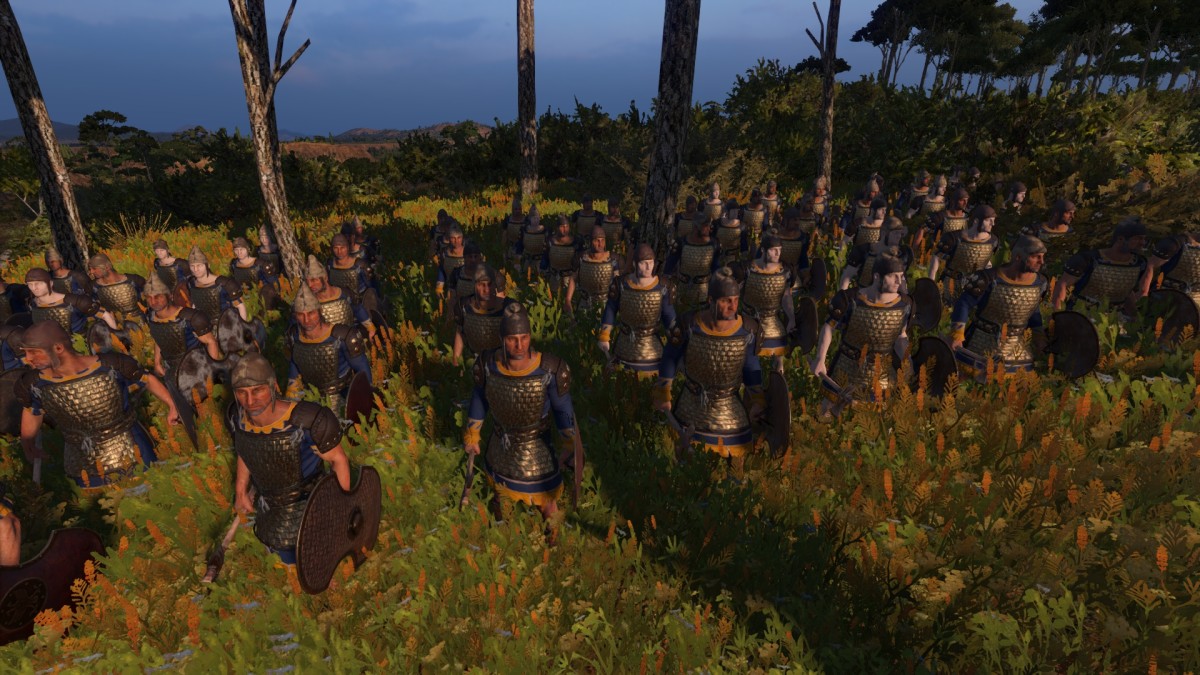 Total War: Pharaoh screenshot of Veteran Phrygian Mercenaries.