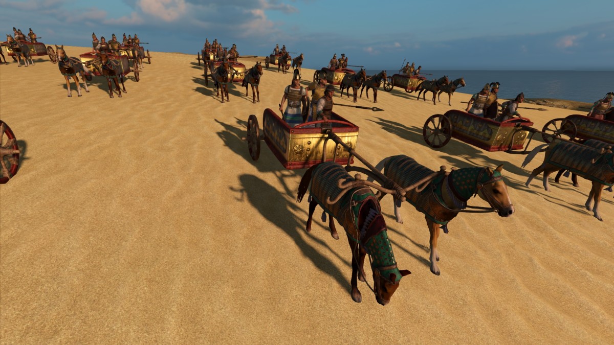 Total War: Pharaoh screenshot of Royal Hittite Chariots.