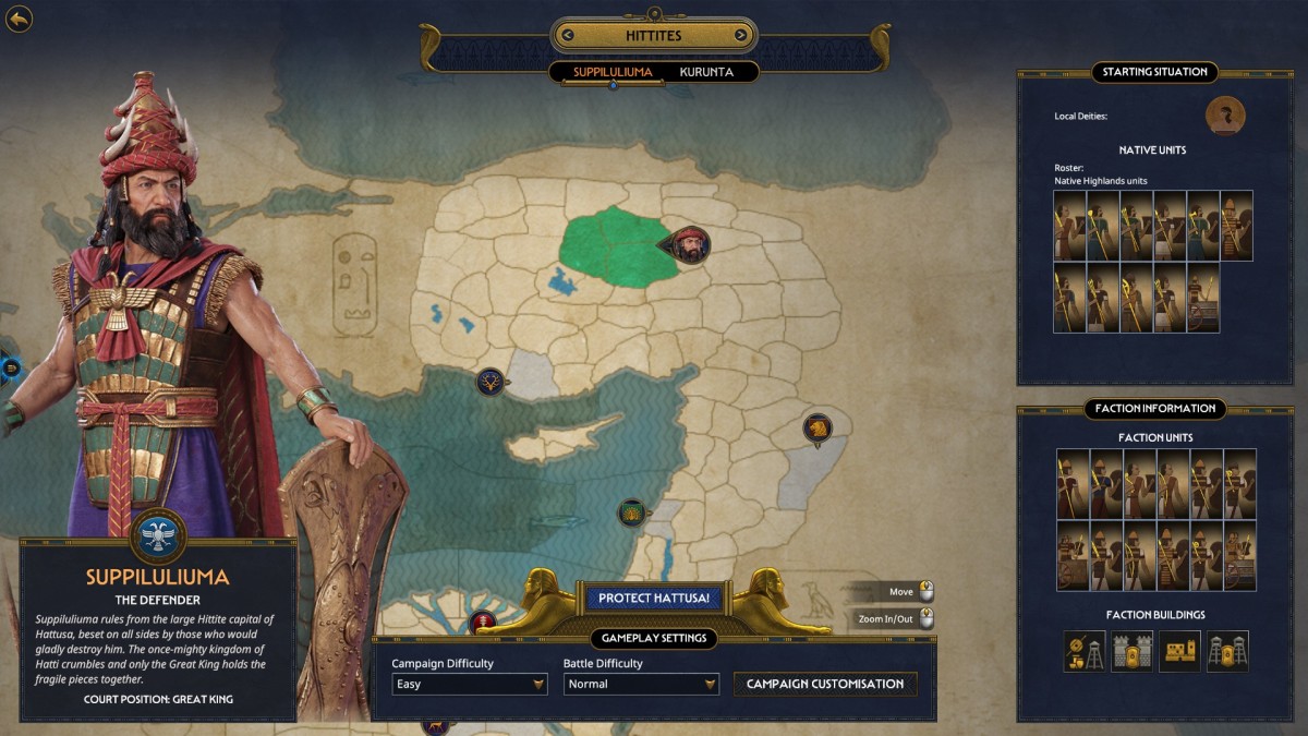 Total War: Pharaoh Suppiluliuma selection screen.
