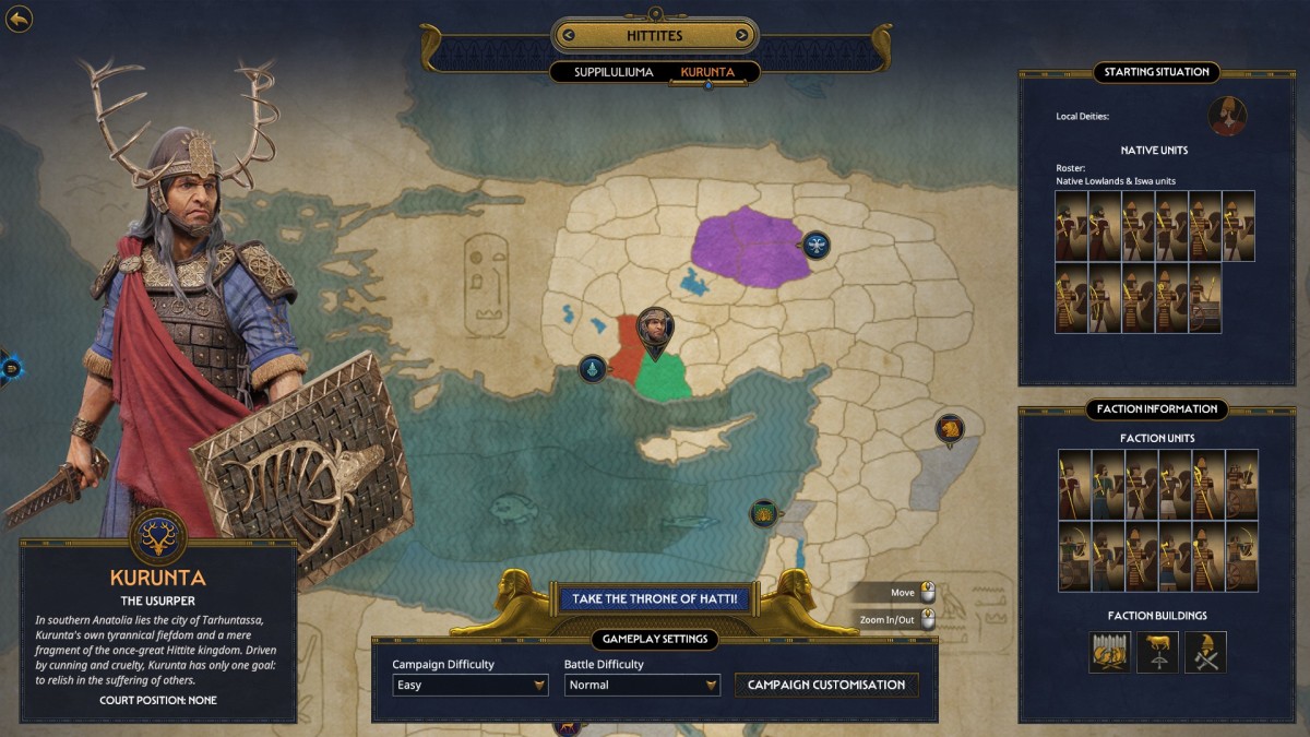 Total War: Pharaoh Kurunta selection screen.