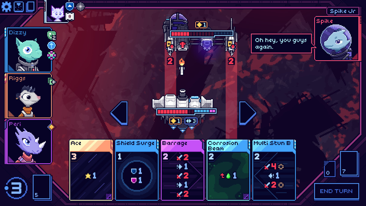 Cobalt Core screenshot of a space ship fight.