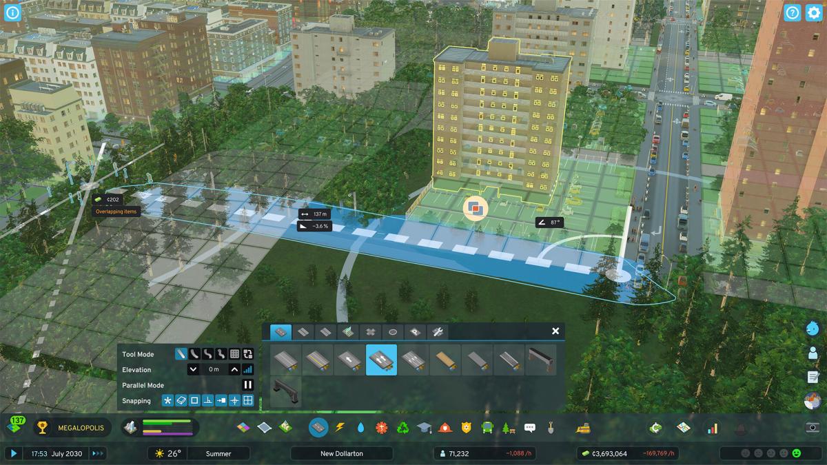 Cities: Skylines 2 screenshot of road construction.
