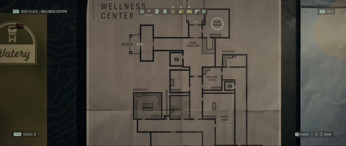 A map showing the staff lounge in Alan Wake 2