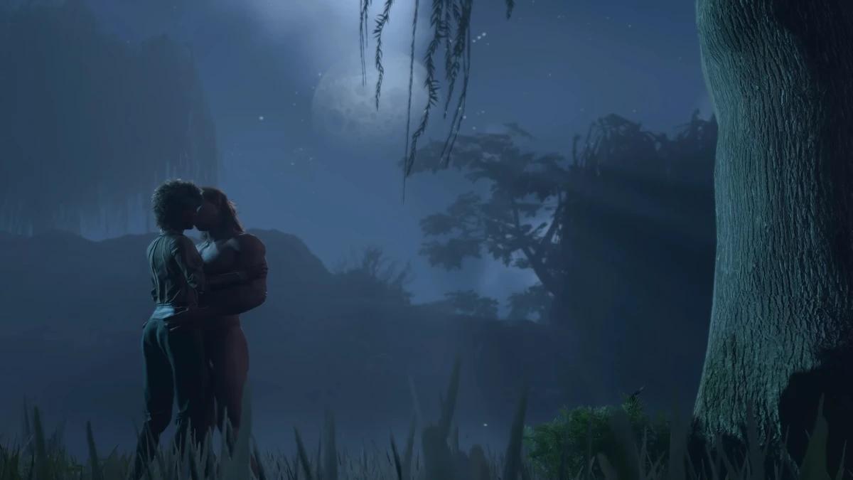 Have a little smooch under the moonlight in Baldur's Gate 3. 