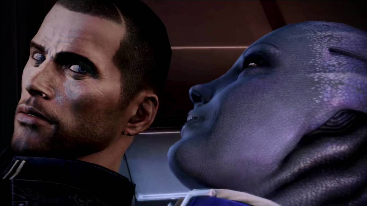 Commander Shepard looks happy to be there. 