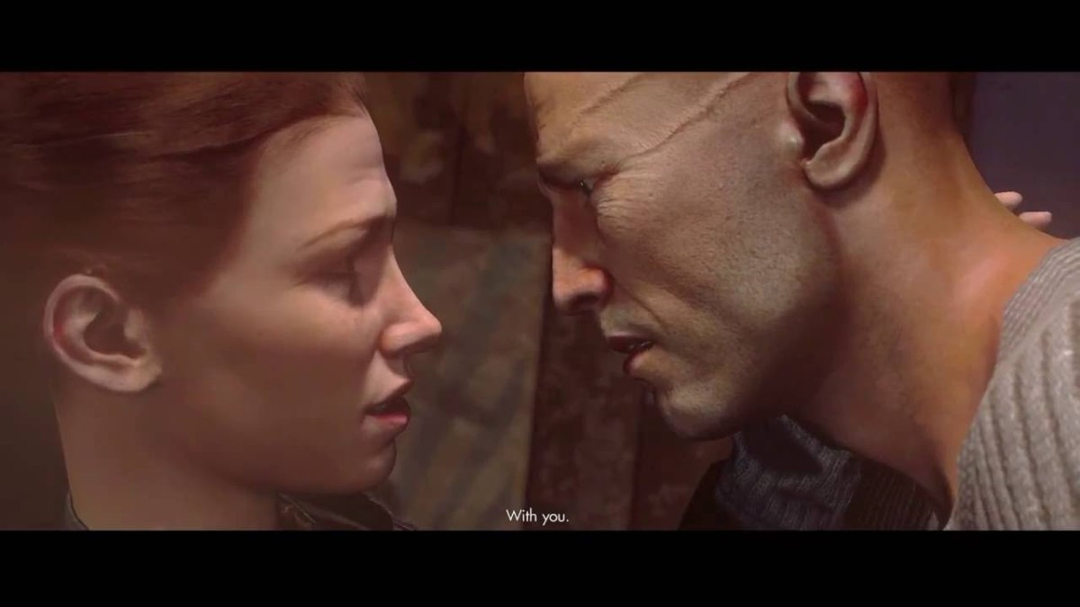 There's a proper filmic quality to Wolfenstein's love scenes.