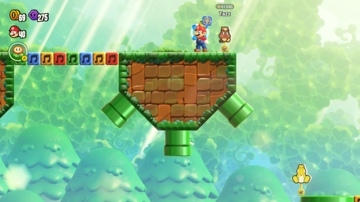 Jumping above the pipes in the Piranha Plants on Parade stage of Super Mario Bros. Wonder leads to the secret exit.