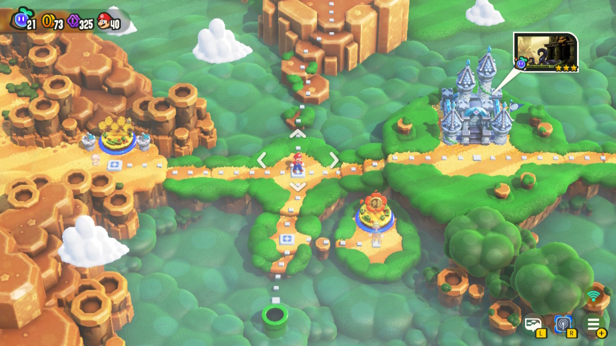Super Mario Bros. Wonder crossroads before World 1's palace.