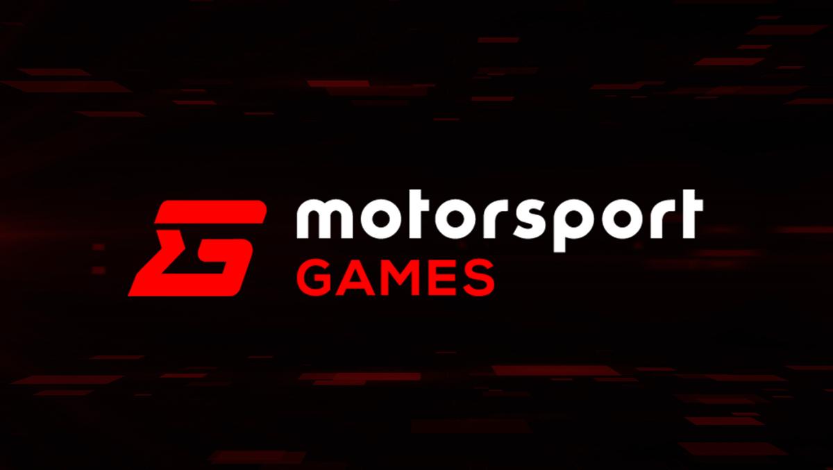 Motorsport Games logo in red and white on a dark red to black background.