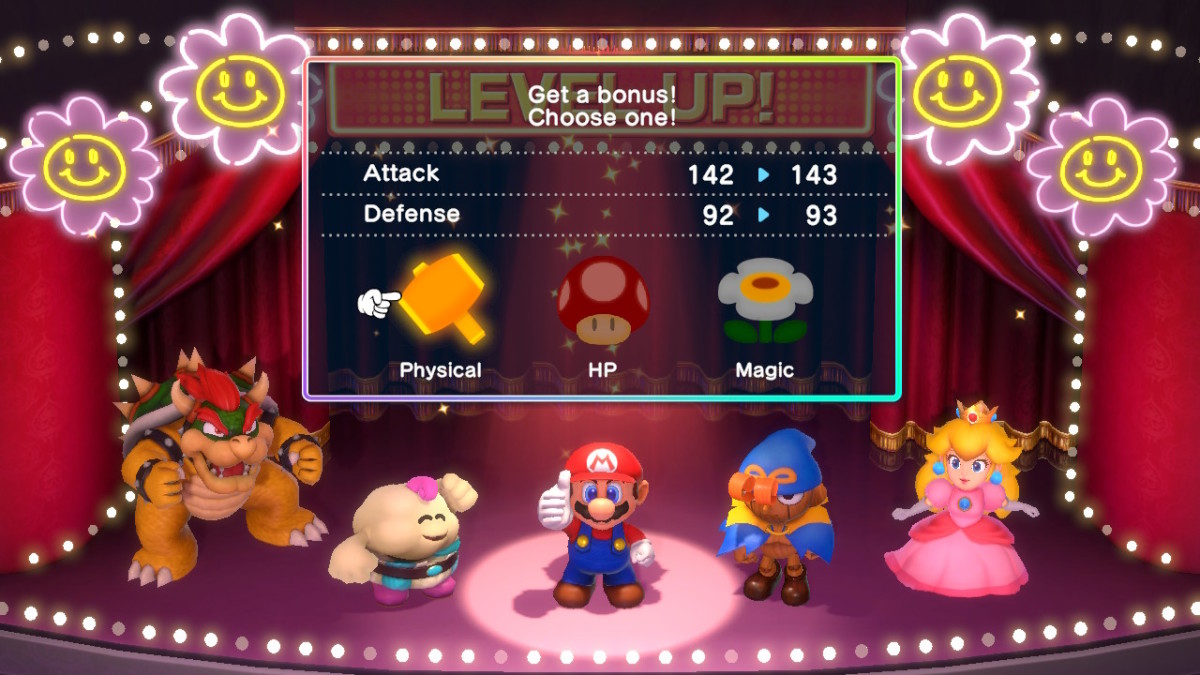 Mario's level up screen in Super Mario RPG