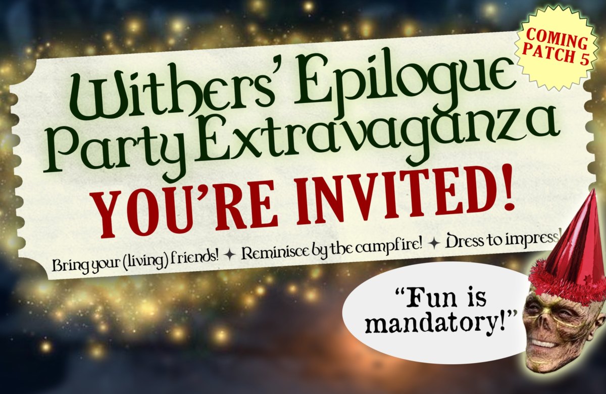 Baldur's Gate 3 Withers' Epilogue Party Extravaganza invite.