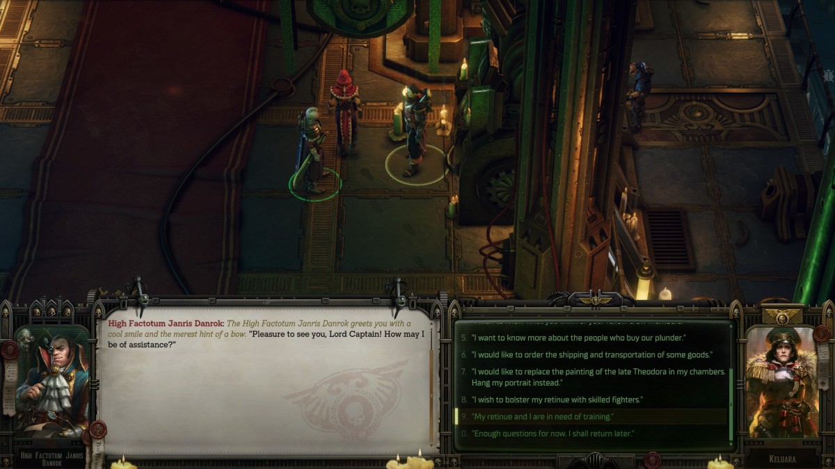 Warhammer 40,000: Rogue Trader screenshot of a conversation with an NPC.