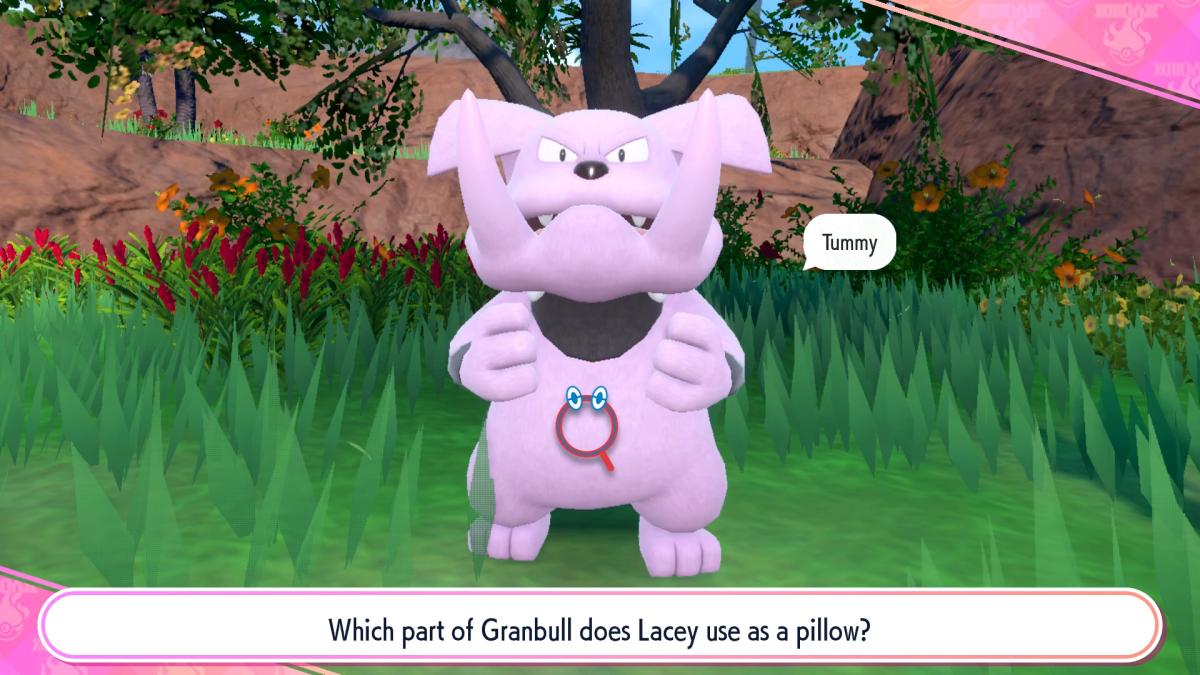 Lacey uses Granbull's tummy as a pillow