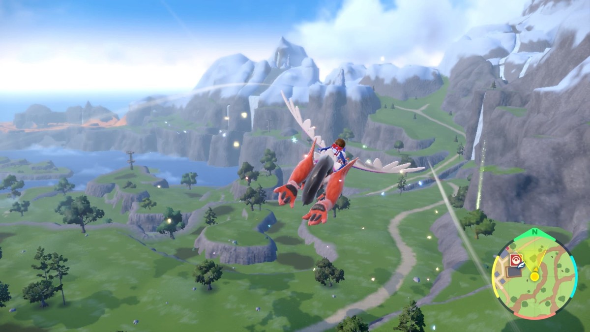 Pokemon SV DLC Flying on Koraidon's back in Paldea