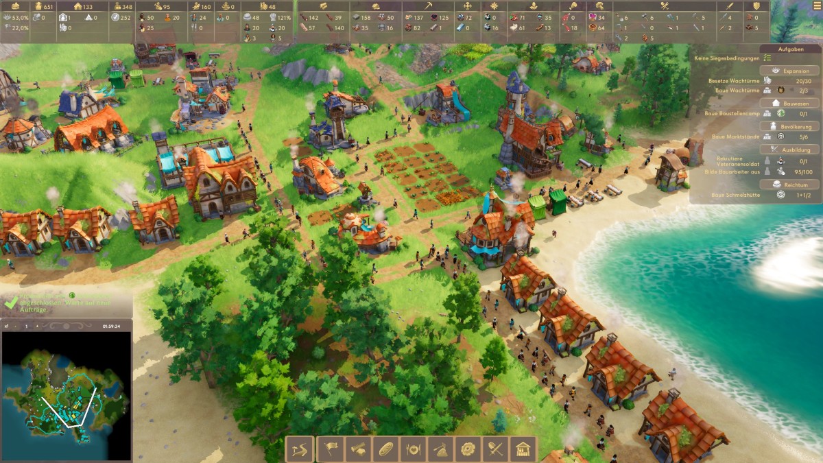 Pioneers of Pagonia screenshot of a busy town.