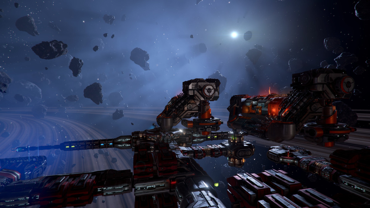 Screenshot from X4 showing a factory in space.