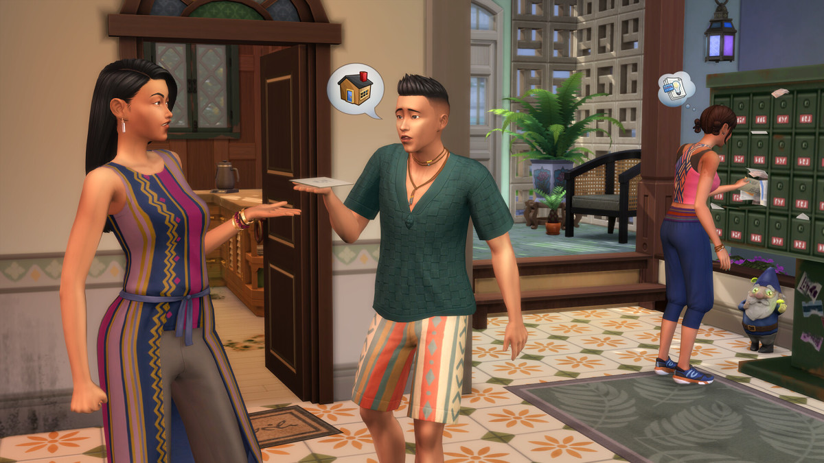 A Sim landlord is arguing with his tenant and the Sims 4 For Rent expansion