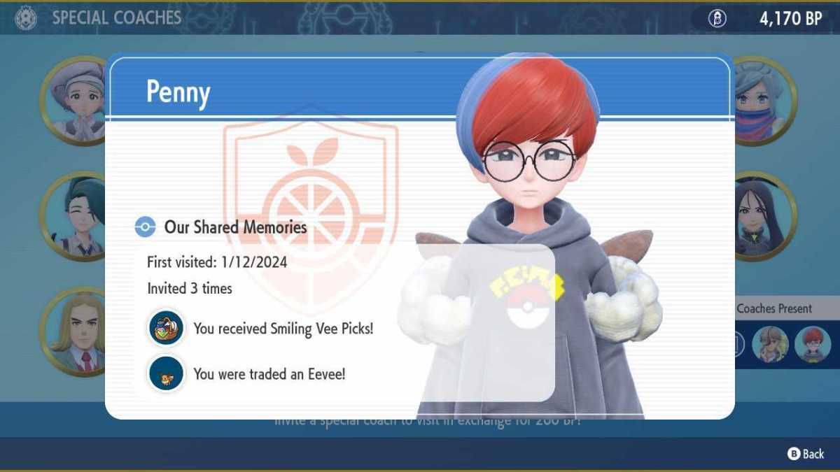 Pokemon SV special coach Penny