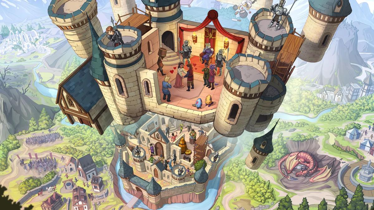The Elder Scrolls: Castles artwork showing an impossibly high castle inside a fantasy landscape.