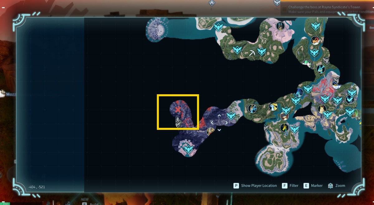 A map image showing where to find Palworld Jormuntide Ignis eggs