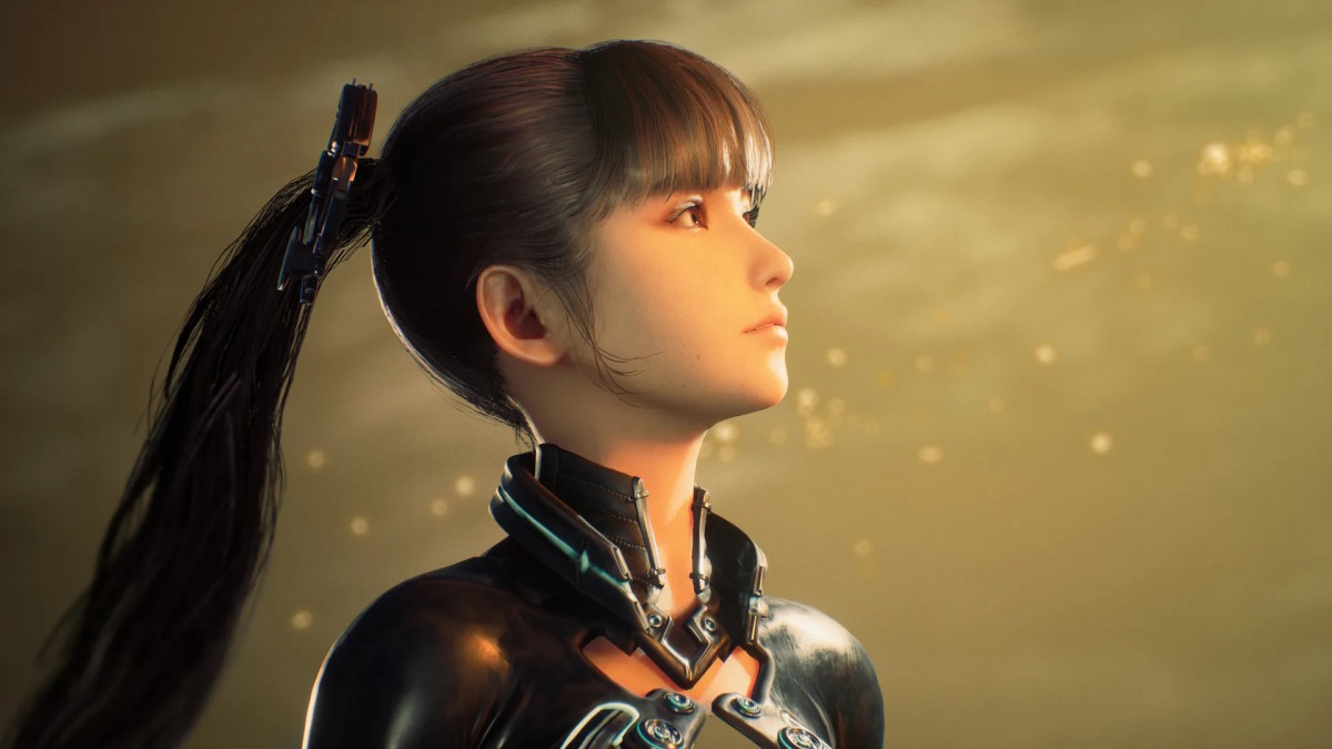 The main character from Stellar Blade, set to appear during the January 2024 State of Play, is looking ahead, her face illuminated by the soft glow of sunlight
